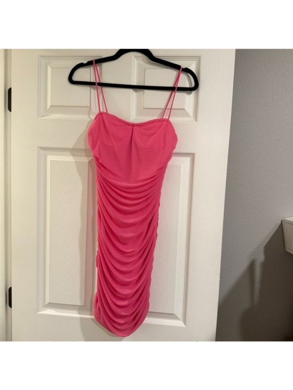 Superdown Revolve Ruched Fitted Hot Pink Tube Dress Size Small NWT